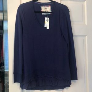 Sweatshirt top with ruffle accents
